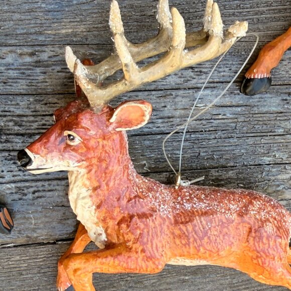 Vintage Lot of 6 Jumping Deer READ Whitetail Buck Ornaments Glitter Antlers - Picture 13 of 13
